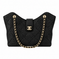 Chanel Raffia Woven CC Tote Bag Black 26×40×12cm