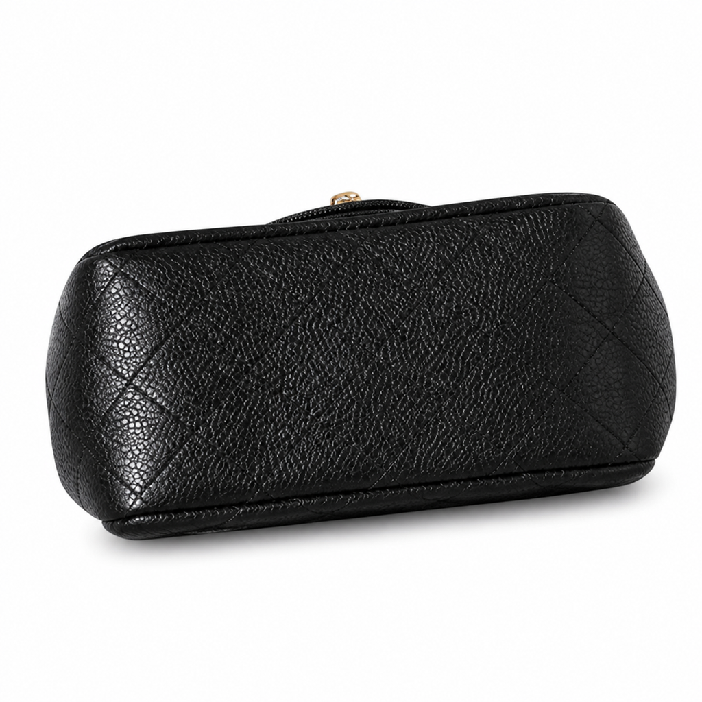 Chanel Vanity Case Black Quilted Caviar Leather Gold CC Hardware 13cm