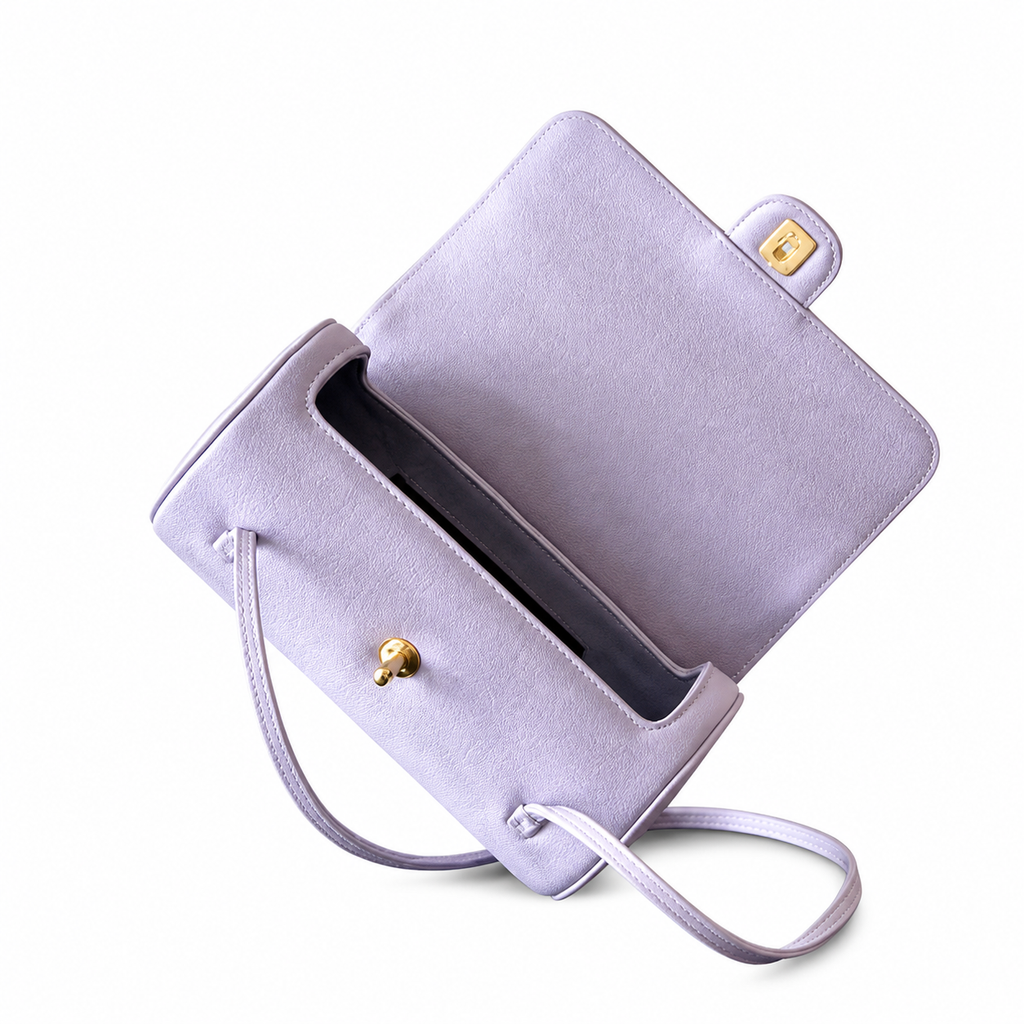 Chanel Vintage Cylinder Barrel Shoulder Bag Lavender Purple Smooth Leather Gold CC Turn-Lock Double Strap 25.5cm