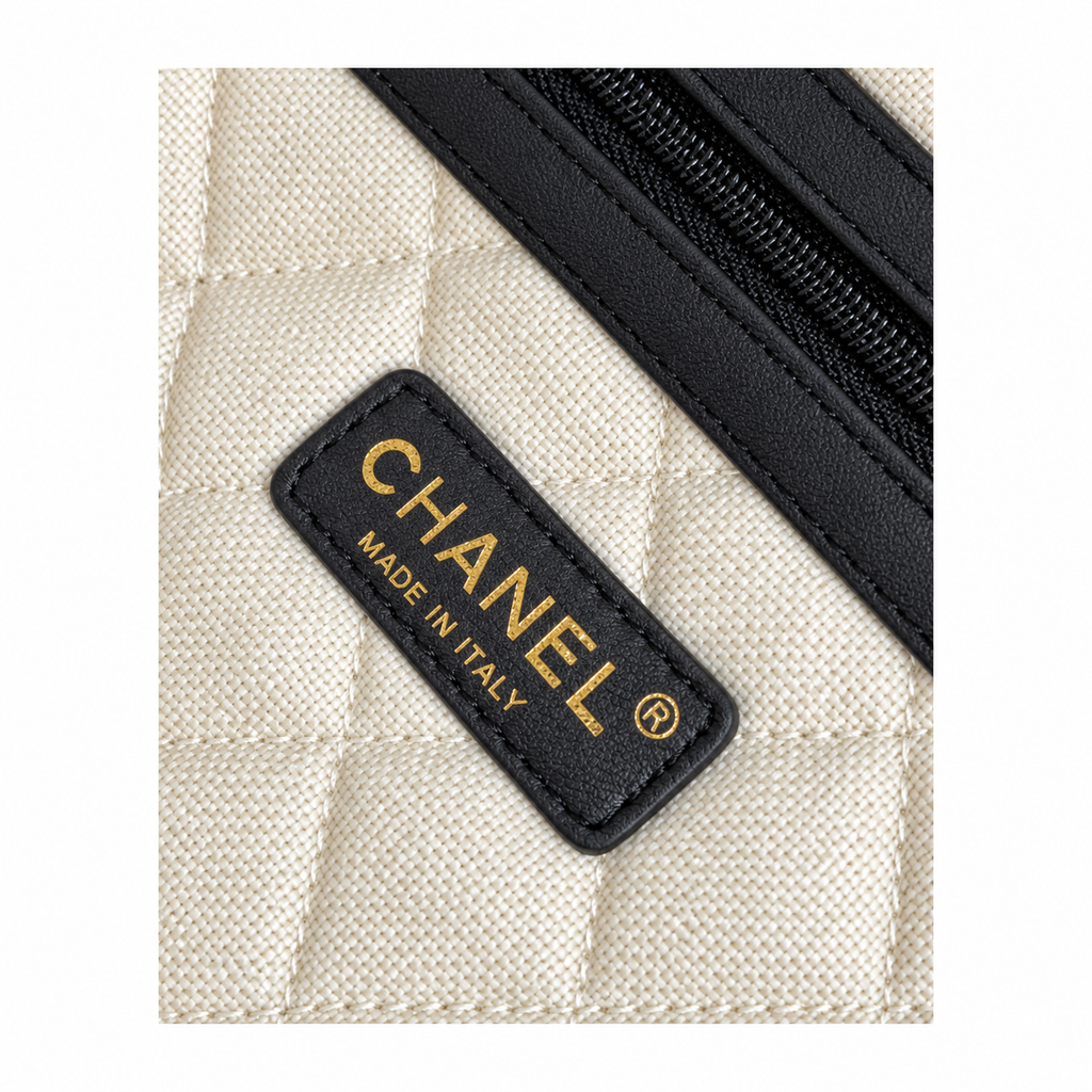 Chanel Black & White Woven Tweed Shopping Tote Bag | Gold CC Chain Handles | 28×20×13cm