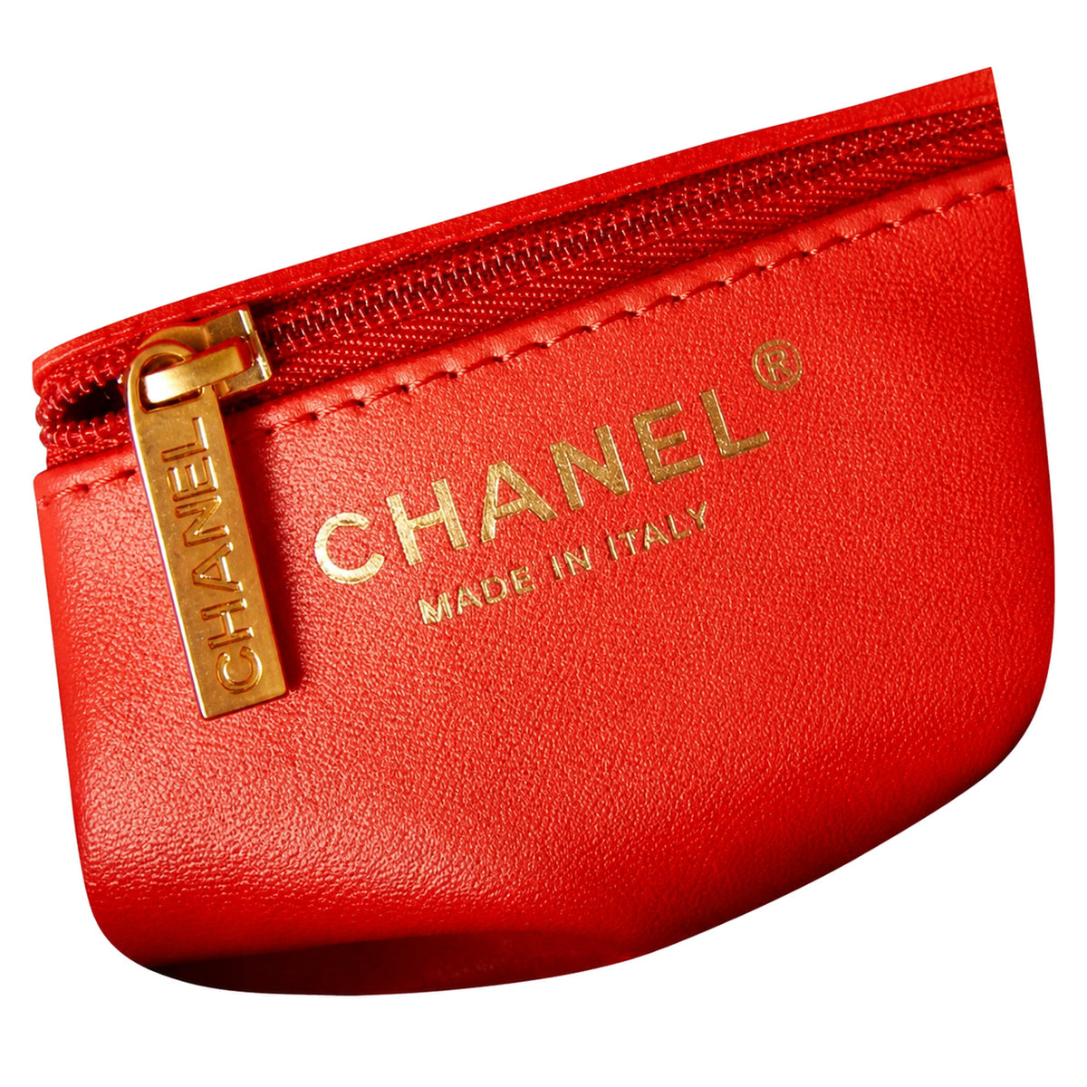 Chanel Coral Red Quilted Lambskin Mini Coco Handle Bag Gold Chain Made in Italy