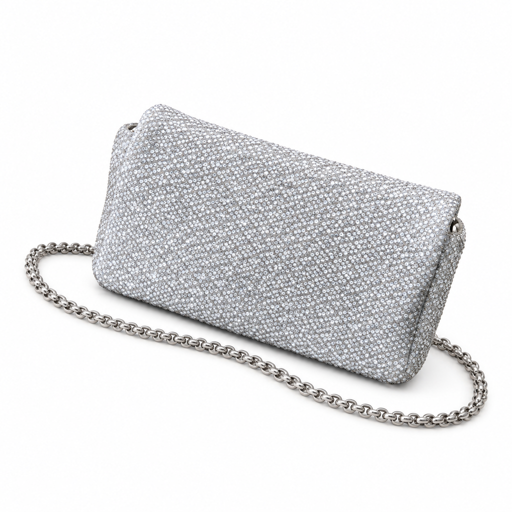 CHANEL Classic Flap Bag – Full Crystal Strass Embellished Silver Hardware Mini Crossbody 12.5×20.5×6cm