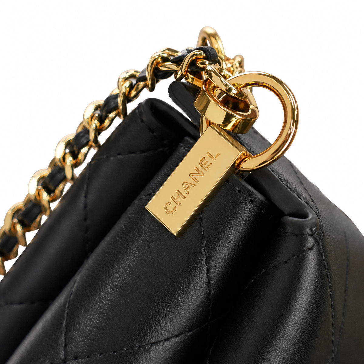 CHANEL Classic Quilted Leather Chain Crossbody Bag CC Logo