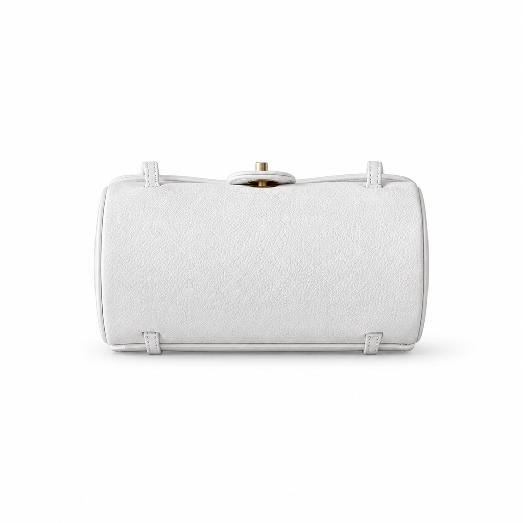 Chanel Vintage Cylinder Barrel Shoulder Bag White Smooth Leather Gold CC Turn-Lock Slim Strap 20.5cm