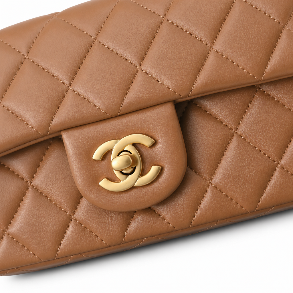 Chanel Classic Flap Small Caramel Brown Lambskin Aged Gold Hardware 20cm