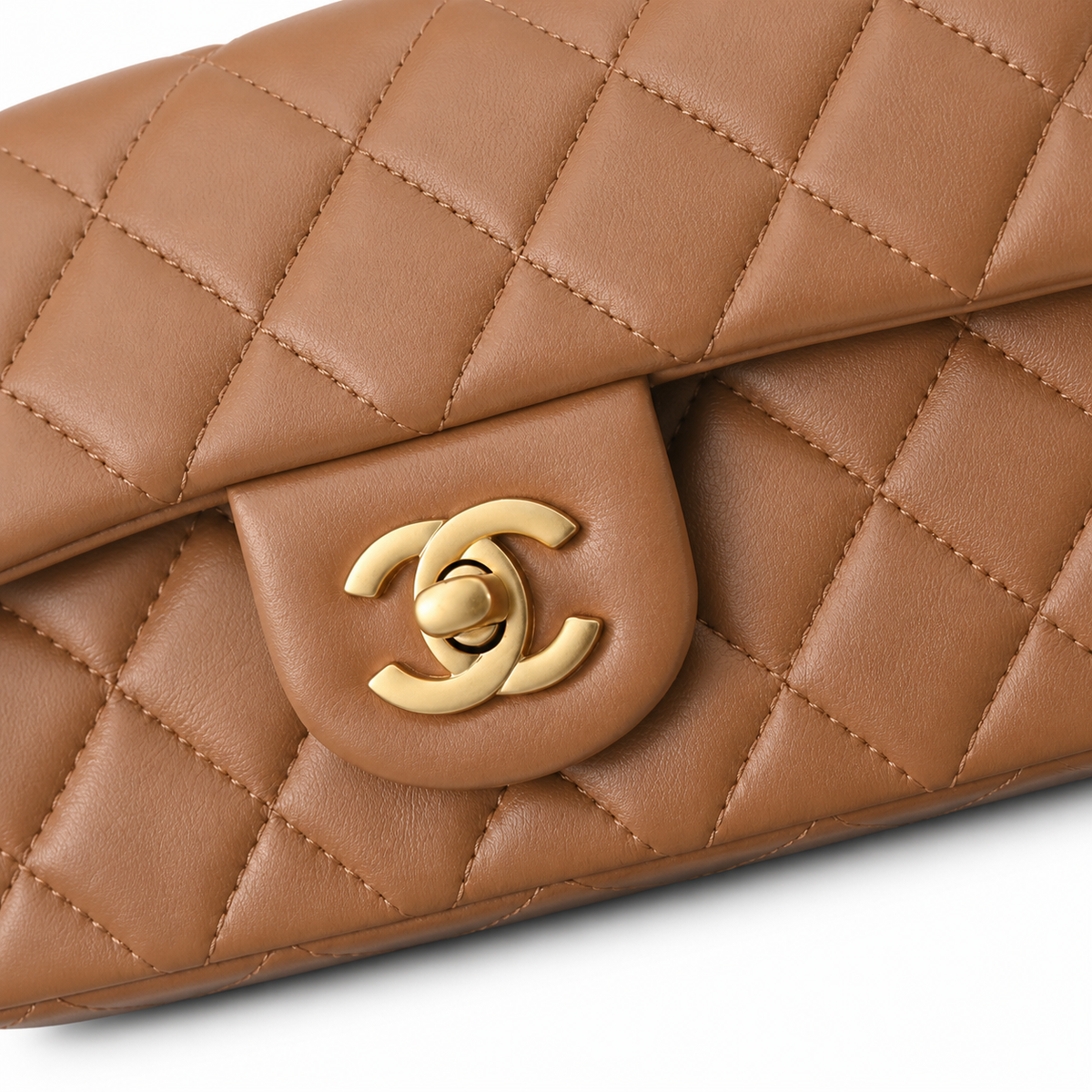 Chanel Classic Flap Small Caramel Brown Lambskin Aged Gold Hardware 20cm