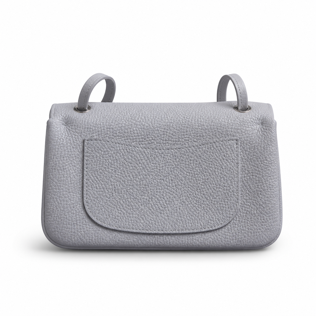 Chanel Light Blue Caviar Leather Mini Flap Bag Silver CC Burgundy Interior