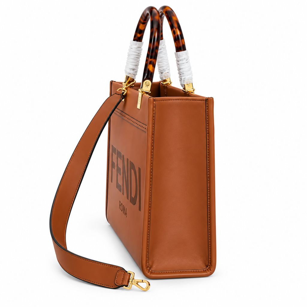 Fendi FF Logo Premium Leather Large Tote Bag 17x35x31cm