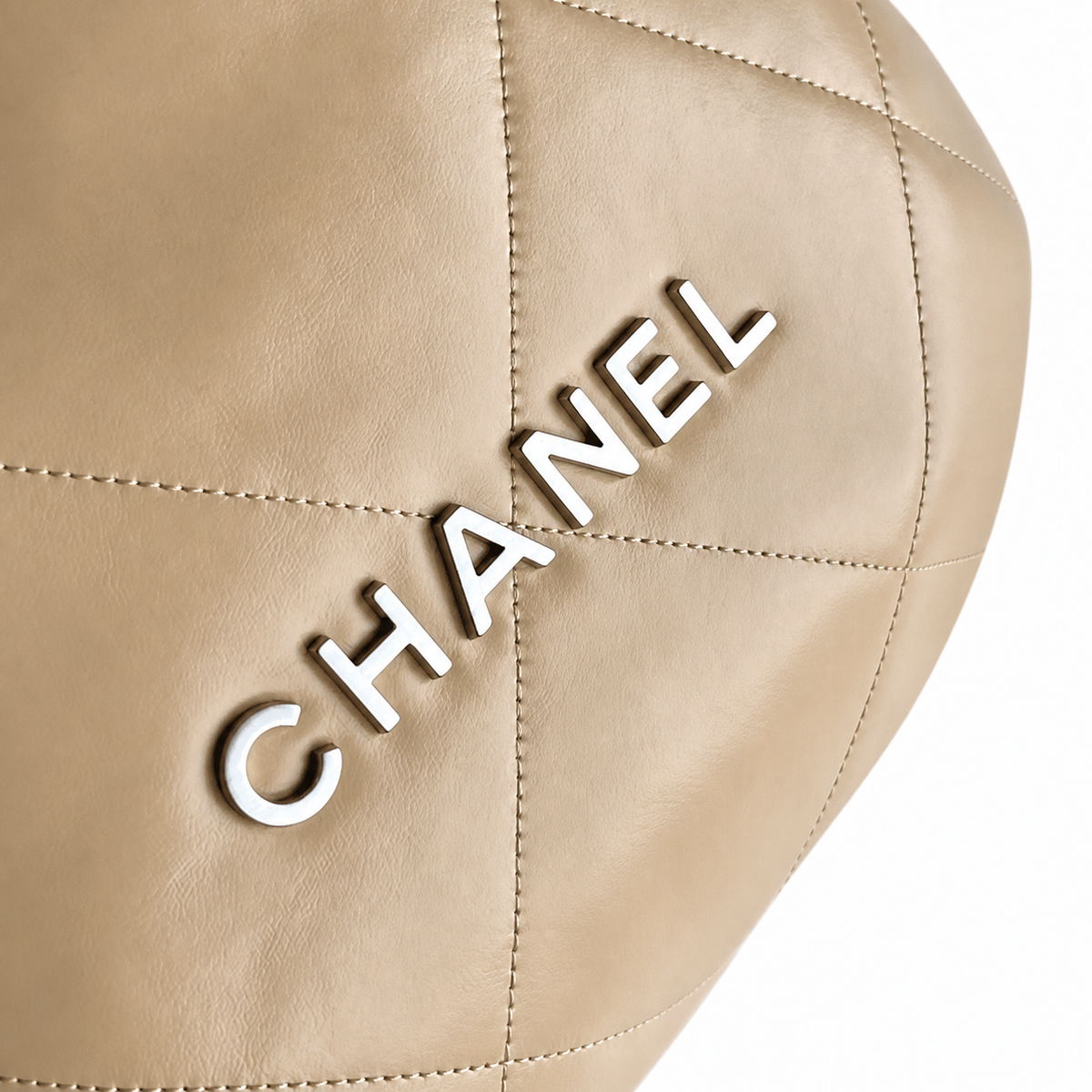Chanel 22 Bag Large Beige Quilted Calfskin Silver Hardware 35cm
