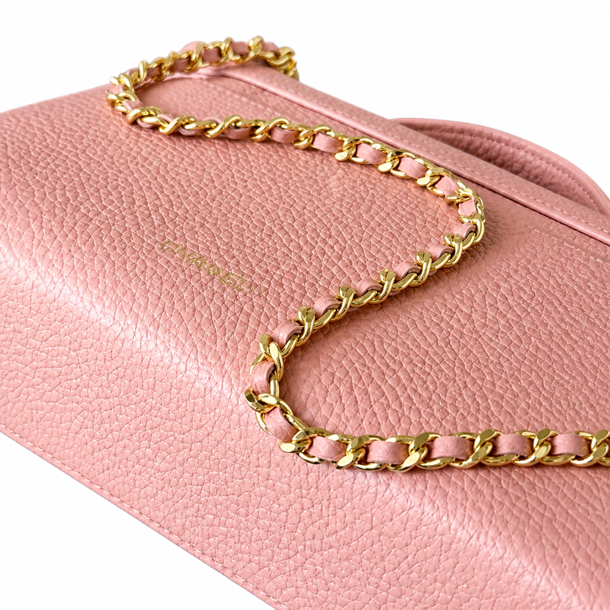 Chanel Pink Caviar Leather Vanity Case Crossbody Bag | Gold CC | Top Handle | 15×23×5cm