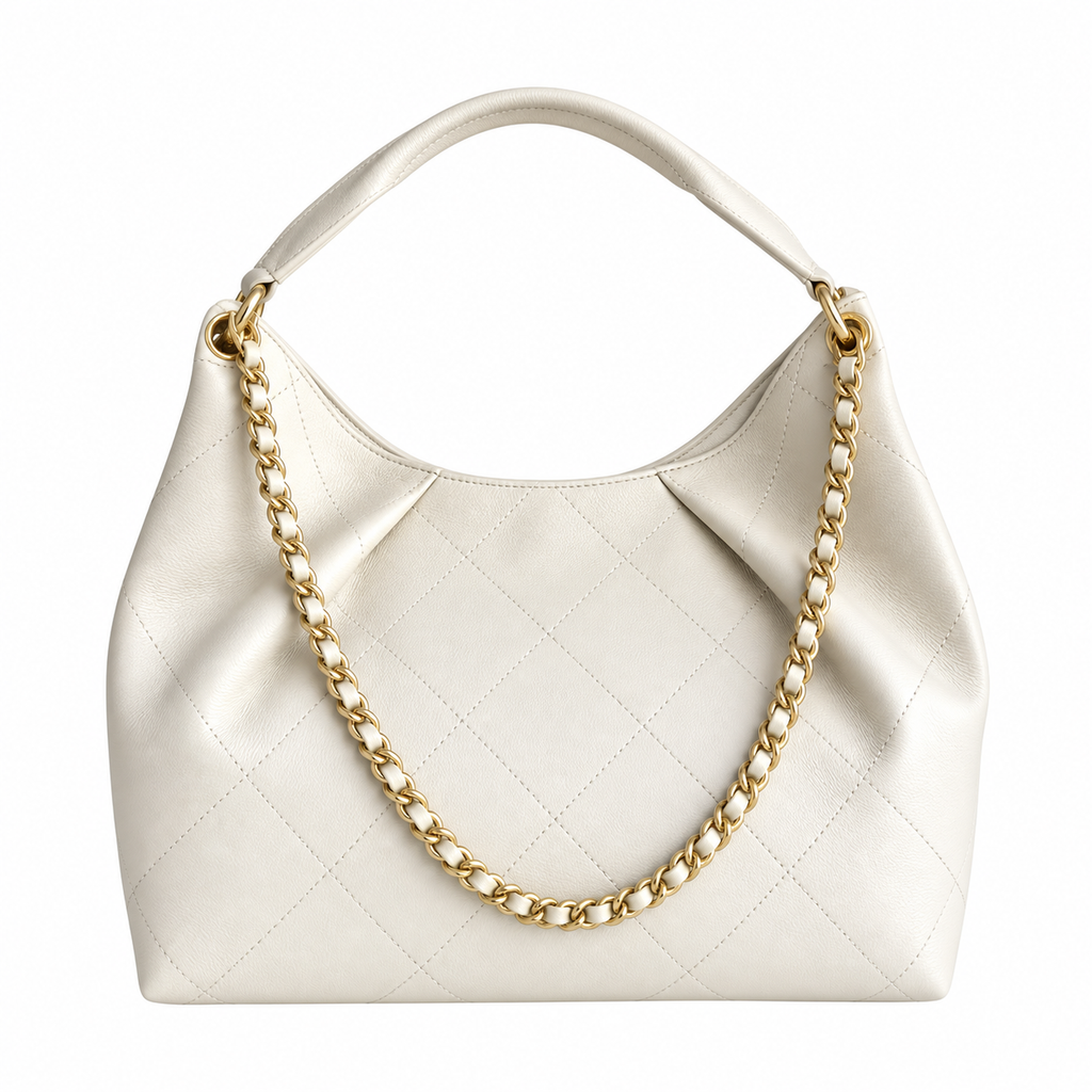 Chanel Quilted Leather Large Hobo Bag Ivory 29×35×13cm