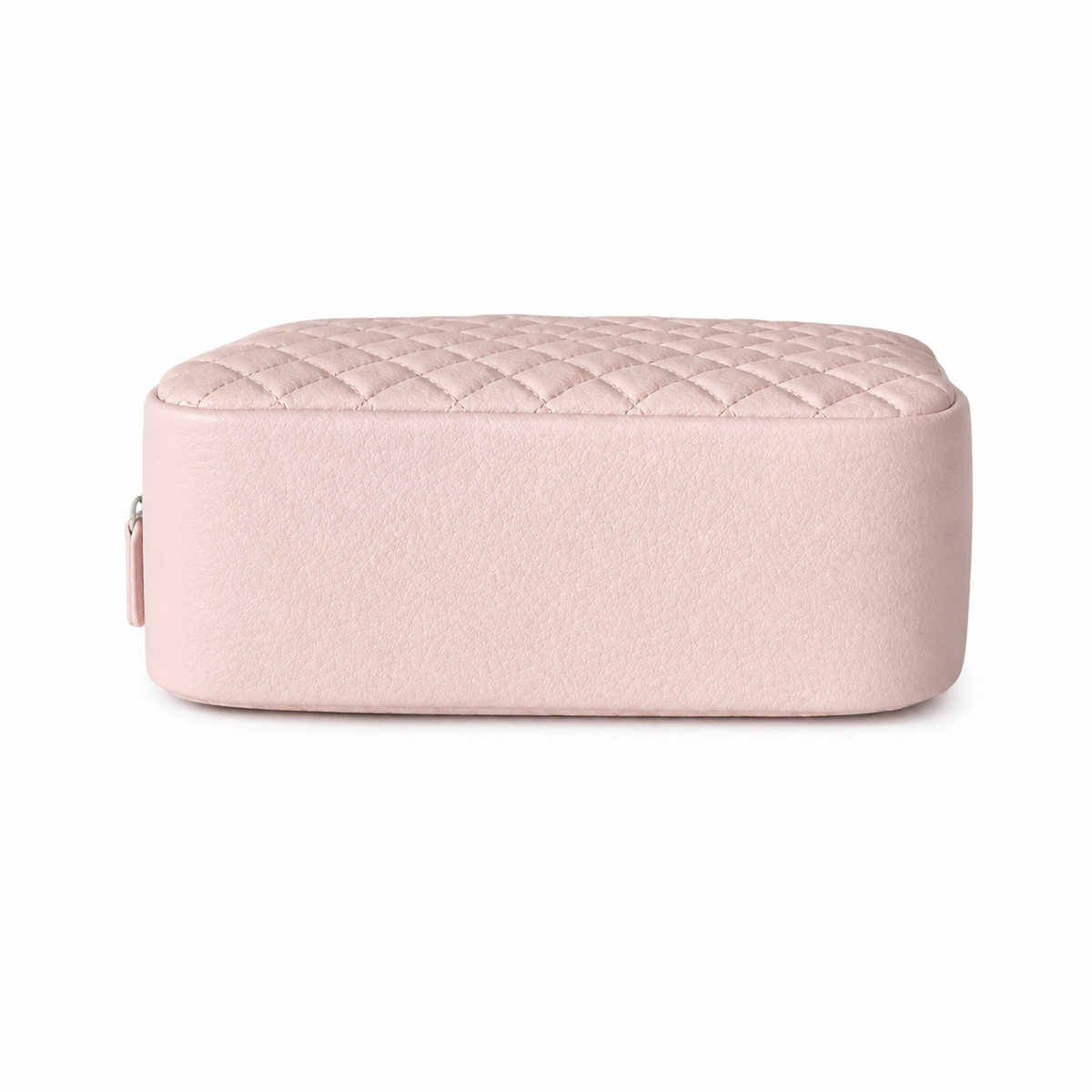 Chanel Light Pink Caviar Quilted Zip-Around Square Vanity Case Silver Zipper Silver Hardware 21cm