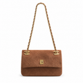 CHANEL Caramel Brown Quilted Suede Classic Flap Bag Dual CC Chain