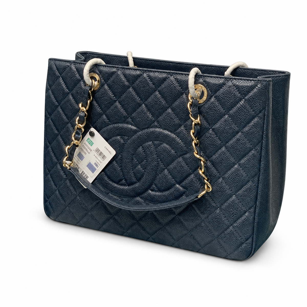 CHANEL Grand Shopping Tote (GST) – Navy Blue Caviar Leather Gold Hardware Shoulder Bag 35×25×13cm