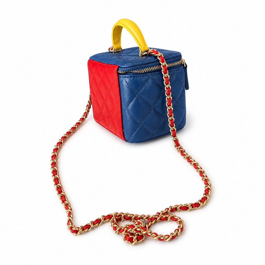 CHANEL Superman Edition Blue Quilted Lambskin Vanity Case Chain Bag