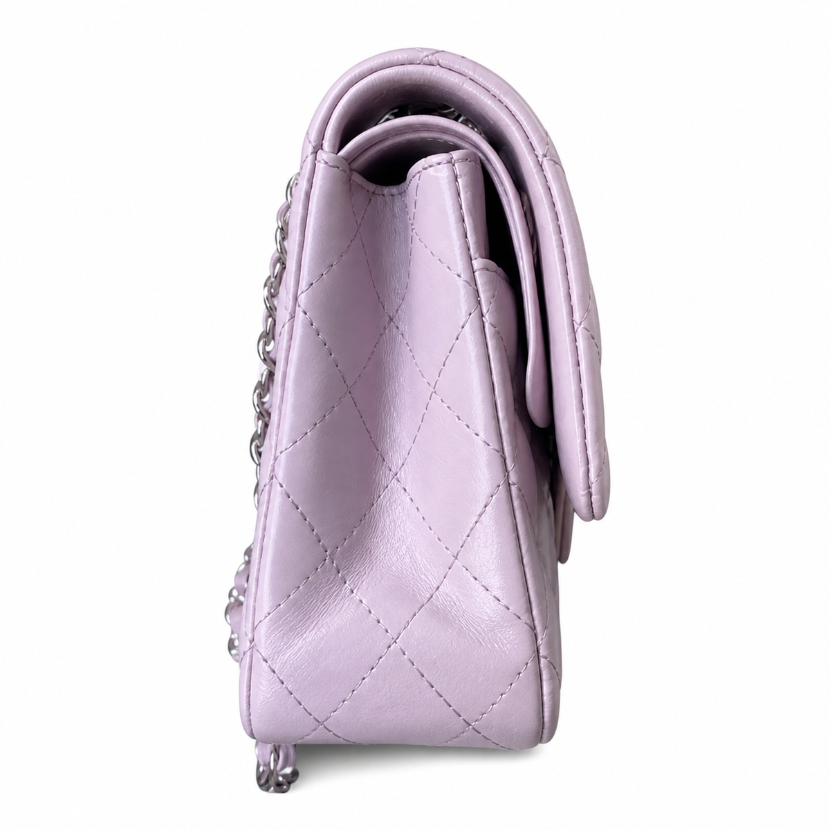 Chanel Classic Double Flap Bag Medium Lavender Quilted Lambskin Silver CC Turn-Lock Chain 25.5cm