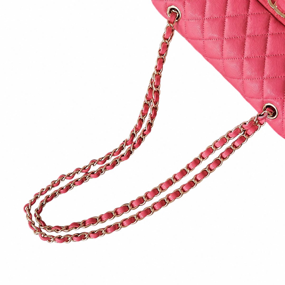 Chanel Classic Flap Bag Small Hot Pink Fuchsia Quilted Lambskin Gold CC Lock Double Chain 23cm