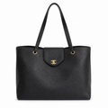 Chanel Black Caviar Leather Grand Shopping Tote Bag | Gold CC | Half-Moon Front Pocket | 36×46×20cm