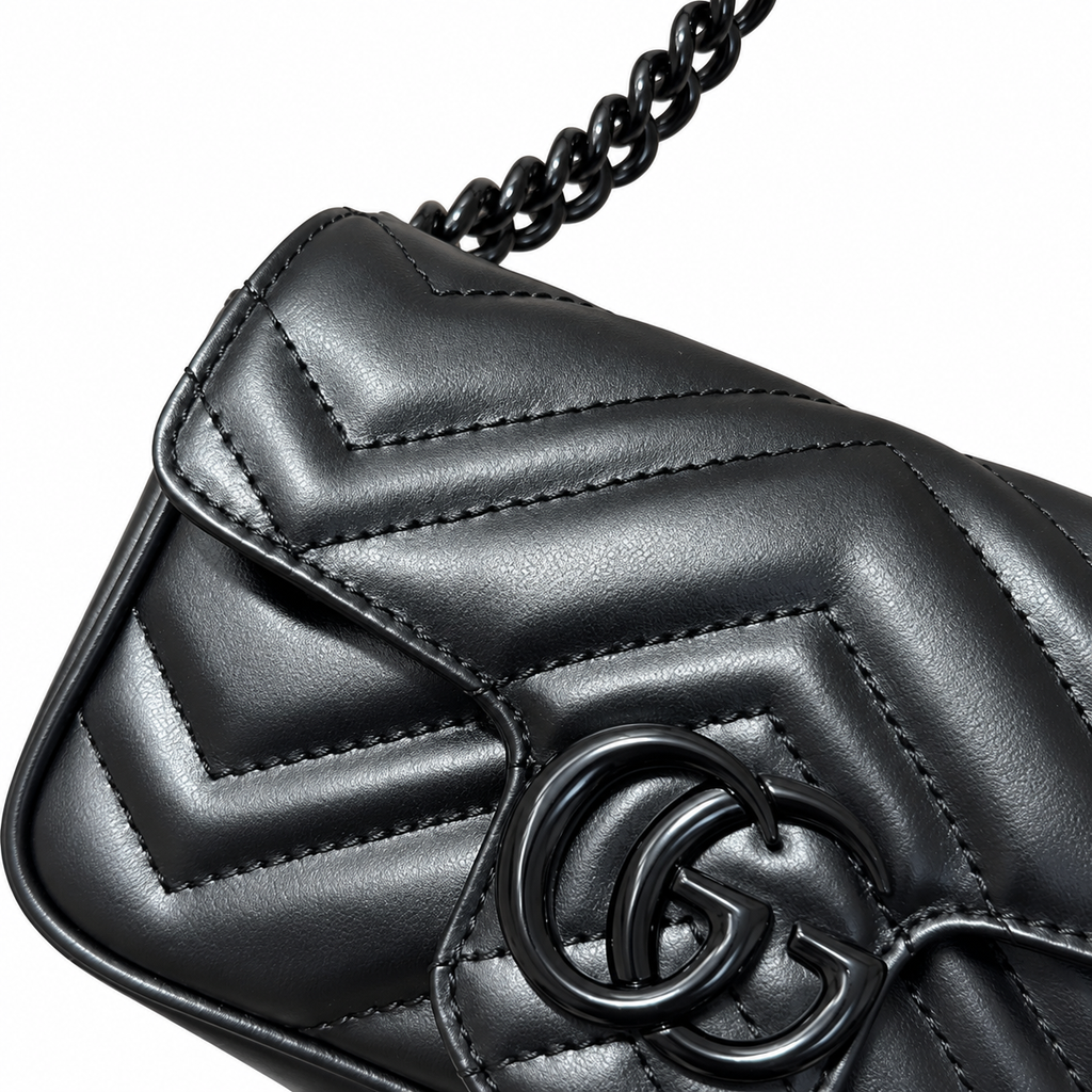 Gucci GG Marmont Super Mini Bag Black on Black