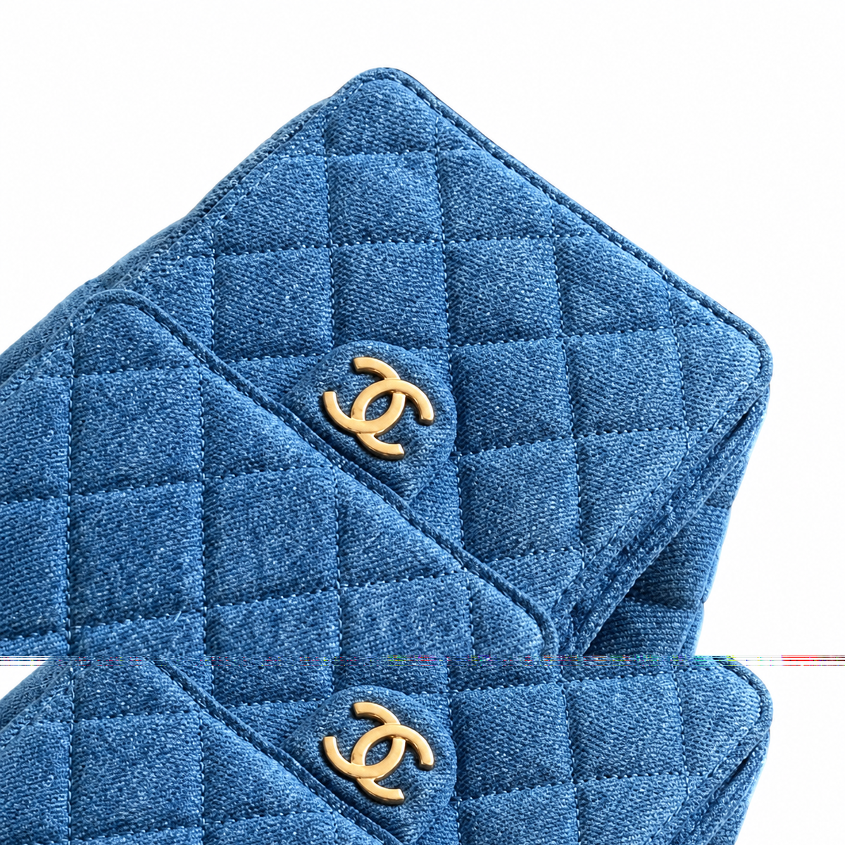 Chanel Blue Quilted Denim Large Flap Bag with Gold CC Logo