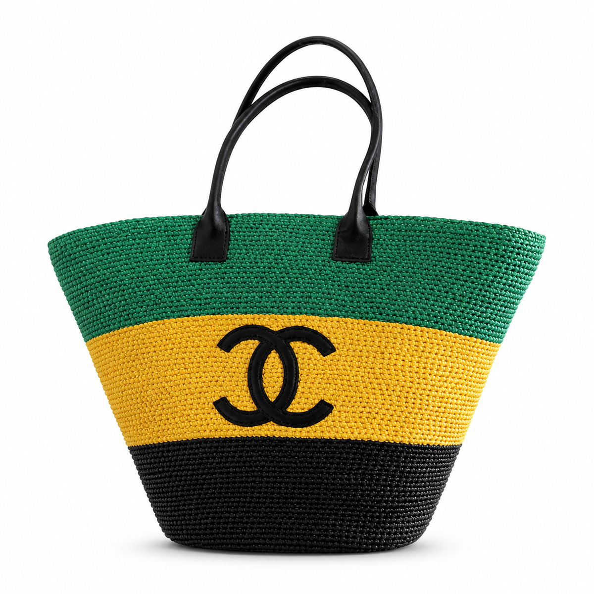 CHANEL Black Croc Leather Bowling Chain Bag CC Logo