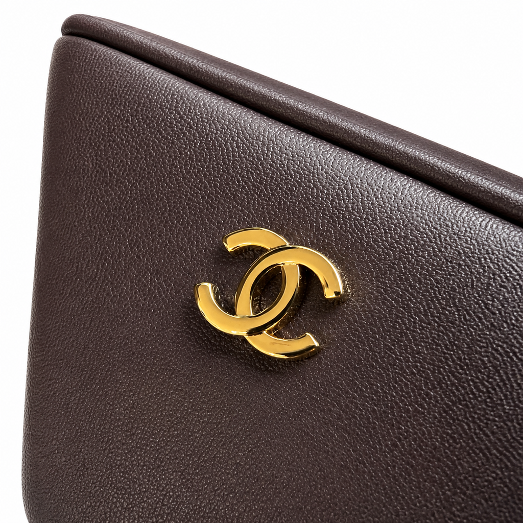 CHANEL Dark Brown Leather Mini Bowling Bag CC Gold Top Handle