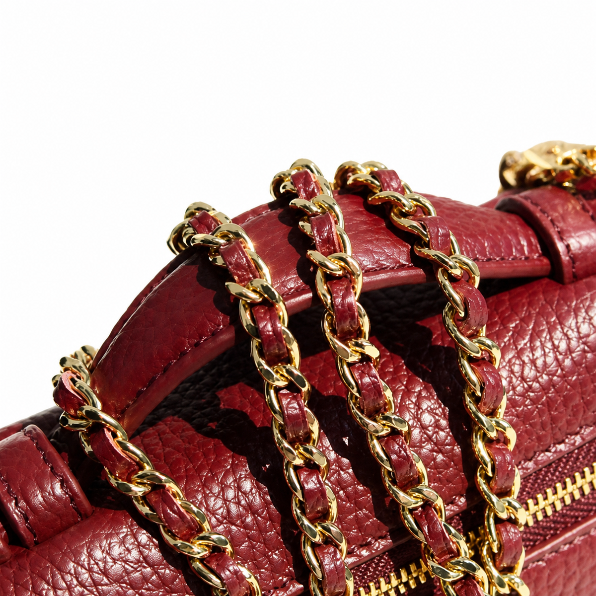 CHANEL Burgundy Caviar Leather Vanity Case Top Handle Chain Bag