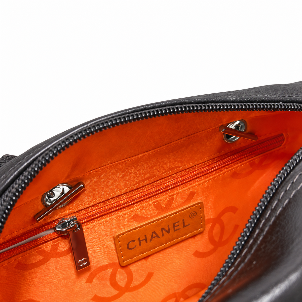 Chanel Cambon Mini Bowler Bag | Dark Brown Quilted Lambskin CC Logo Silver Hardware Orange Lining | 21cm