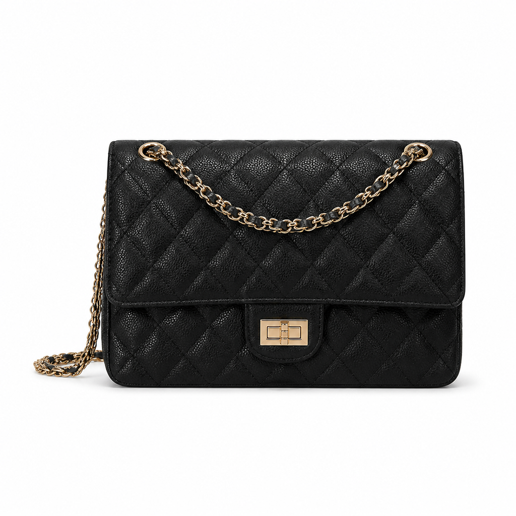 Chanel 2.55 Reissue 227 Black Aged Distressed Calfskin Aged Gold Mademoiselle Lock Chain 24cm