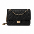 Chanel 2.55 Reissue 227 Black Aged Distressed Calfskin Aged Gold Mademoiselle Lock Chain 24cm