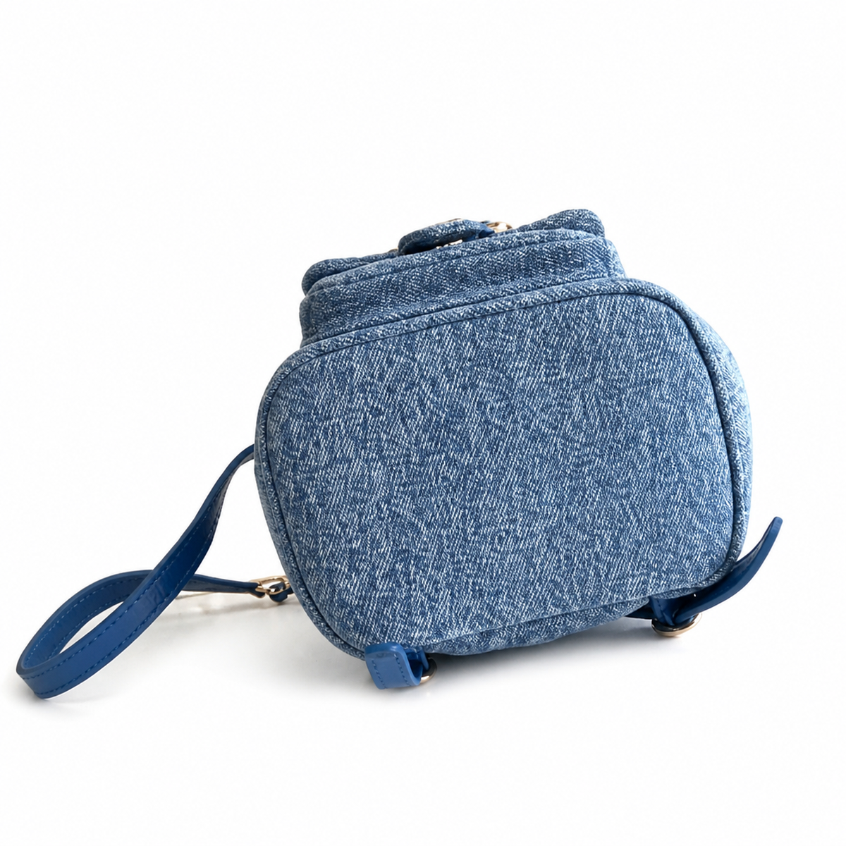 Chanel Blue Denim Quilted Duma Backpack | Gold CC Turn-Lock | 18×18×12cm