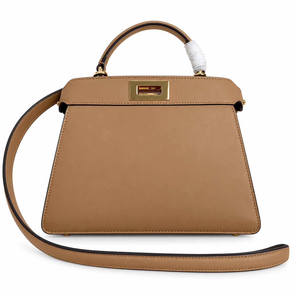 Fendi Peekaboo ISeeU Mini 20cm – Camel Calfskin Crossbody Bag