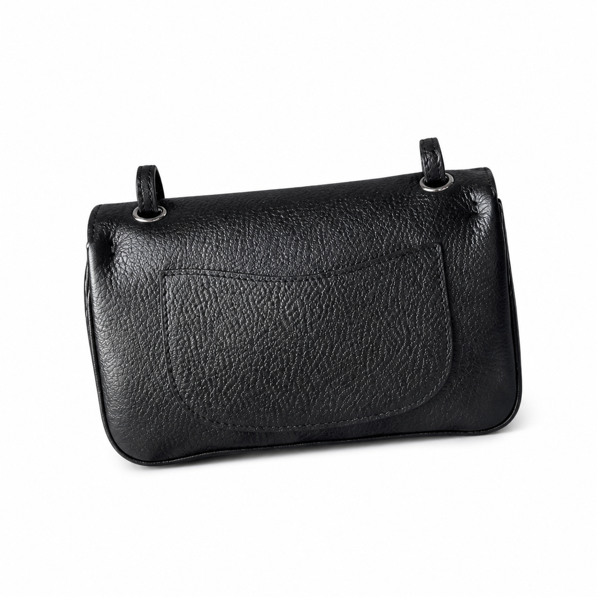 Chanel Black Caviar Leather Mini Flap Bag Silver CC Dual Loop Handles