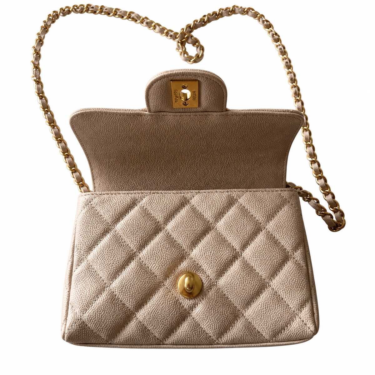 Chanel Pink Caviar Leather Vanity Case Bag with Chain