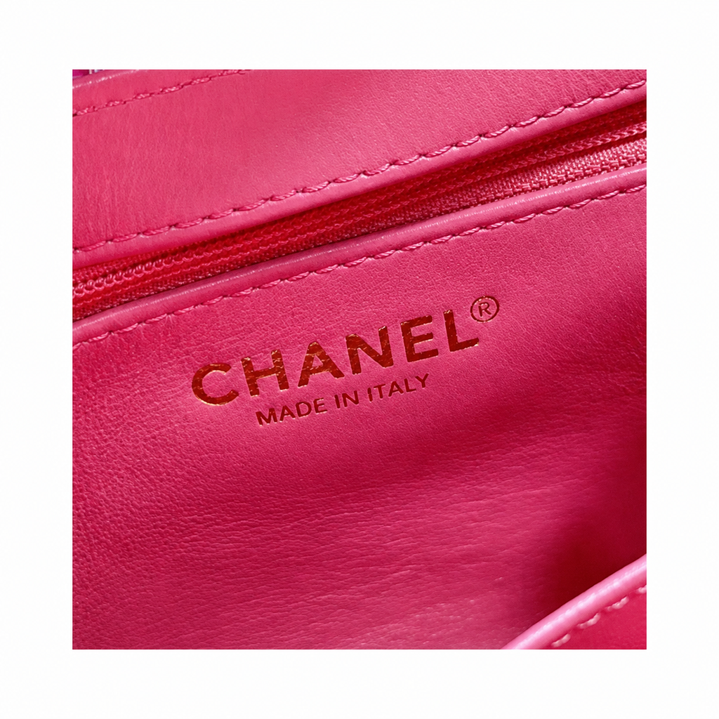 Chanel Pink Tweed Quilted Mini Kelly Shopping Bag Gold CC Chain Fuchsia Interior