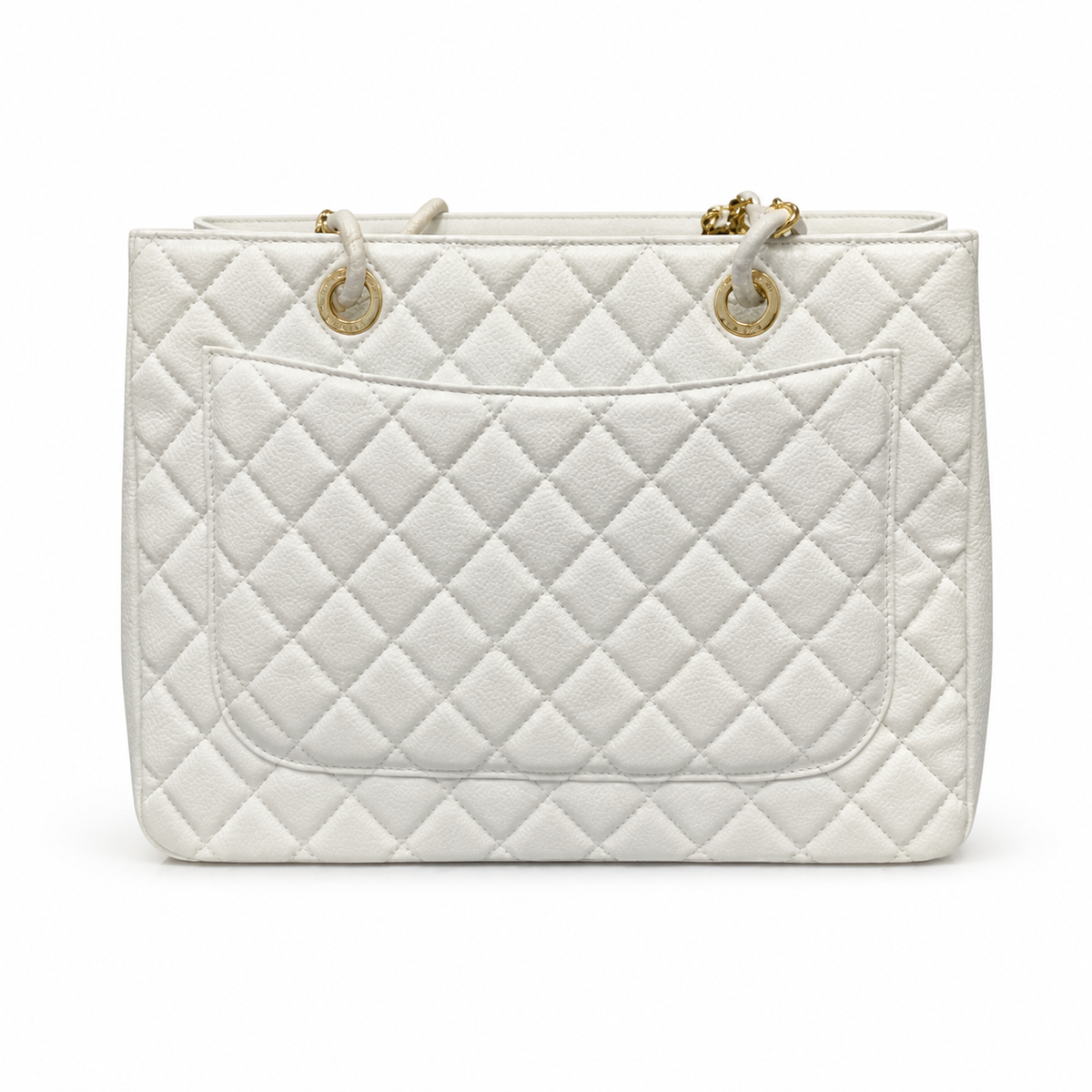 CHANEL Grand Shopping Tote (GST) – White Caviar Leather Gold Hardware Shoulder Bag 35×25×13cm