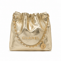 Chanel 22 Large Bag Gold Metallic Calfskin Gold Chain with CC Pouch 35cm
