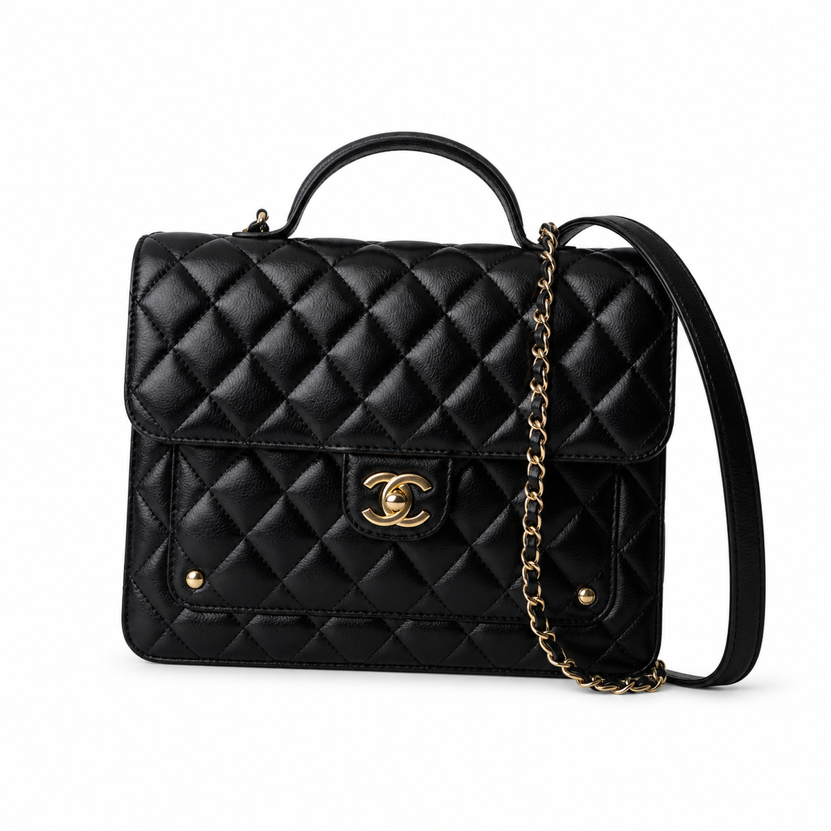 Chanel Classic Flap Bag – Black Quilted Lambskin, Gold Hardware (18×23×6cm)
