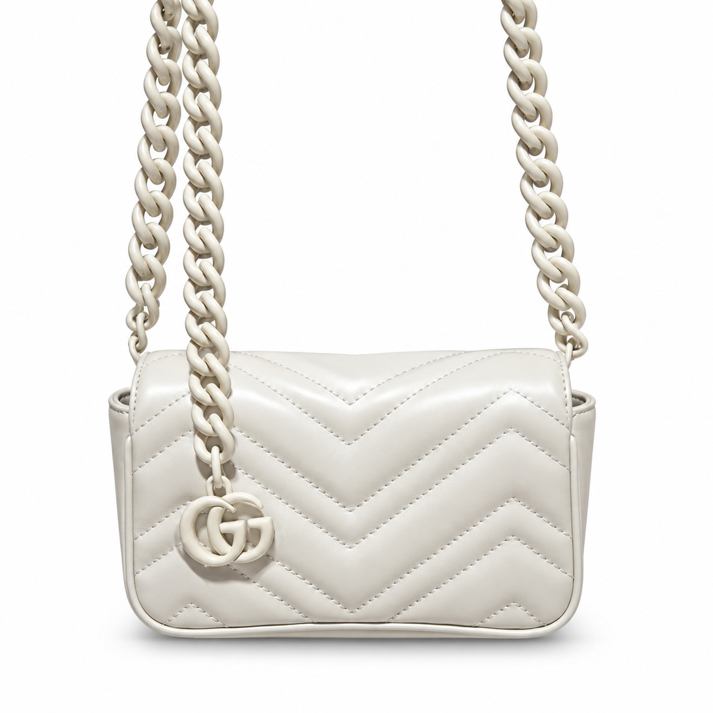 Gucci GG Marmont Super Mini Bag White on White