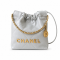 Chanel 22 Mini Bag Pearl White Quilted Calfskin Gold Chain