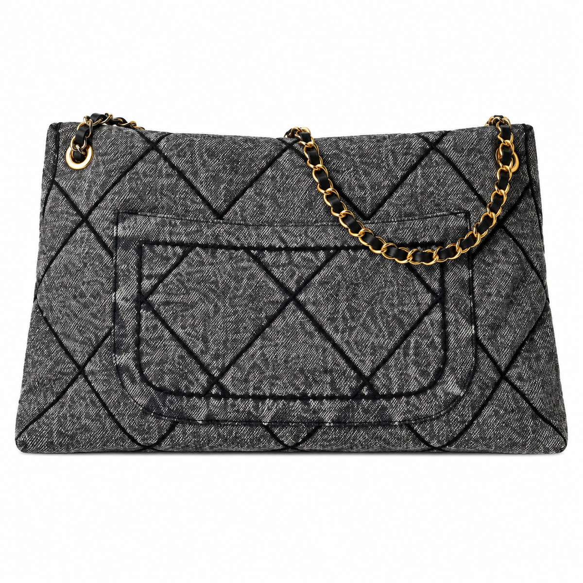 Chanel 24A Quilted Tweed Shopping Bag Grey 25.5×38×10.5cm