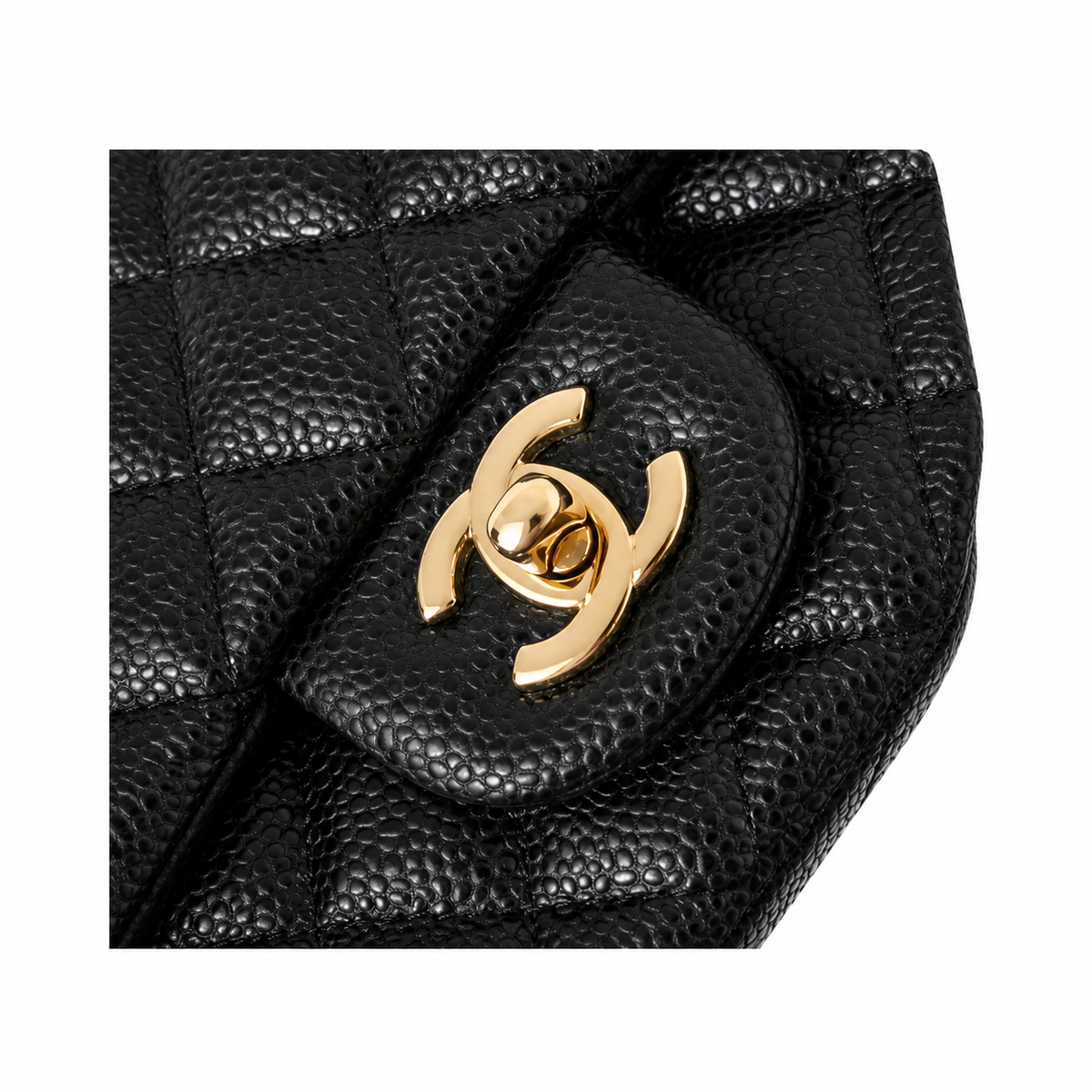 Chanel Vanity Case Black Quilted Caviar Leather Gold CC Hardware 13cm