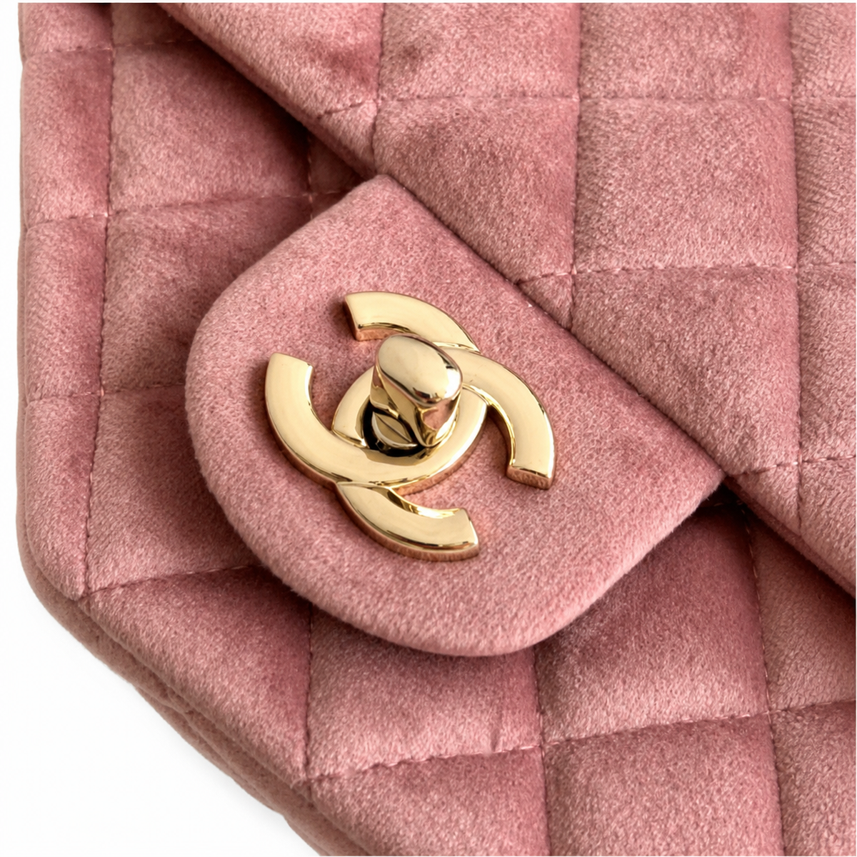 Chanel Classic Flap Mini Rectangle Bag Pink Suede Gold CC Hardware