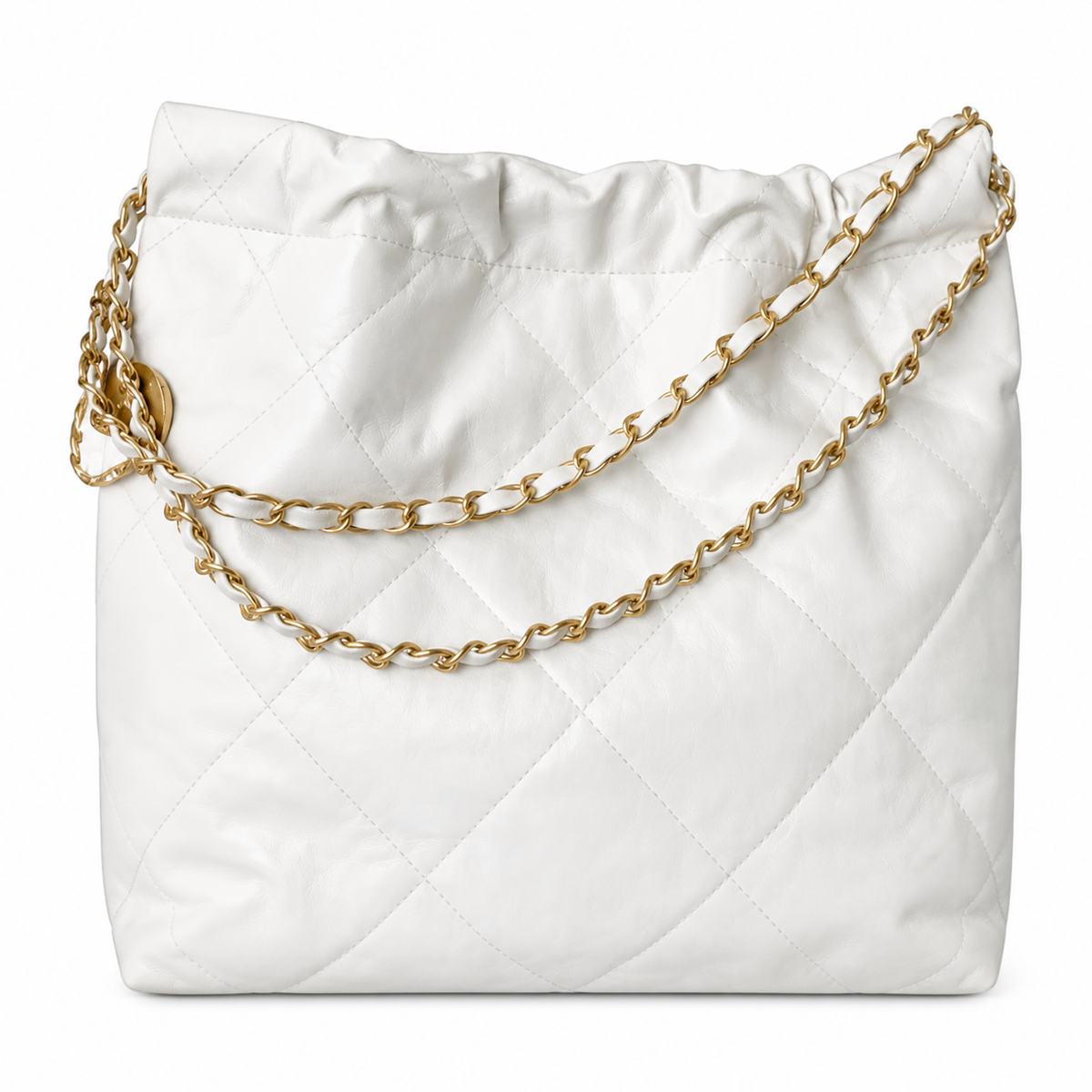 Chanel 2.55 Reissue Bicolor Bag White Lambskin Gold Metallic Mademoiselle Lock Gold Chain