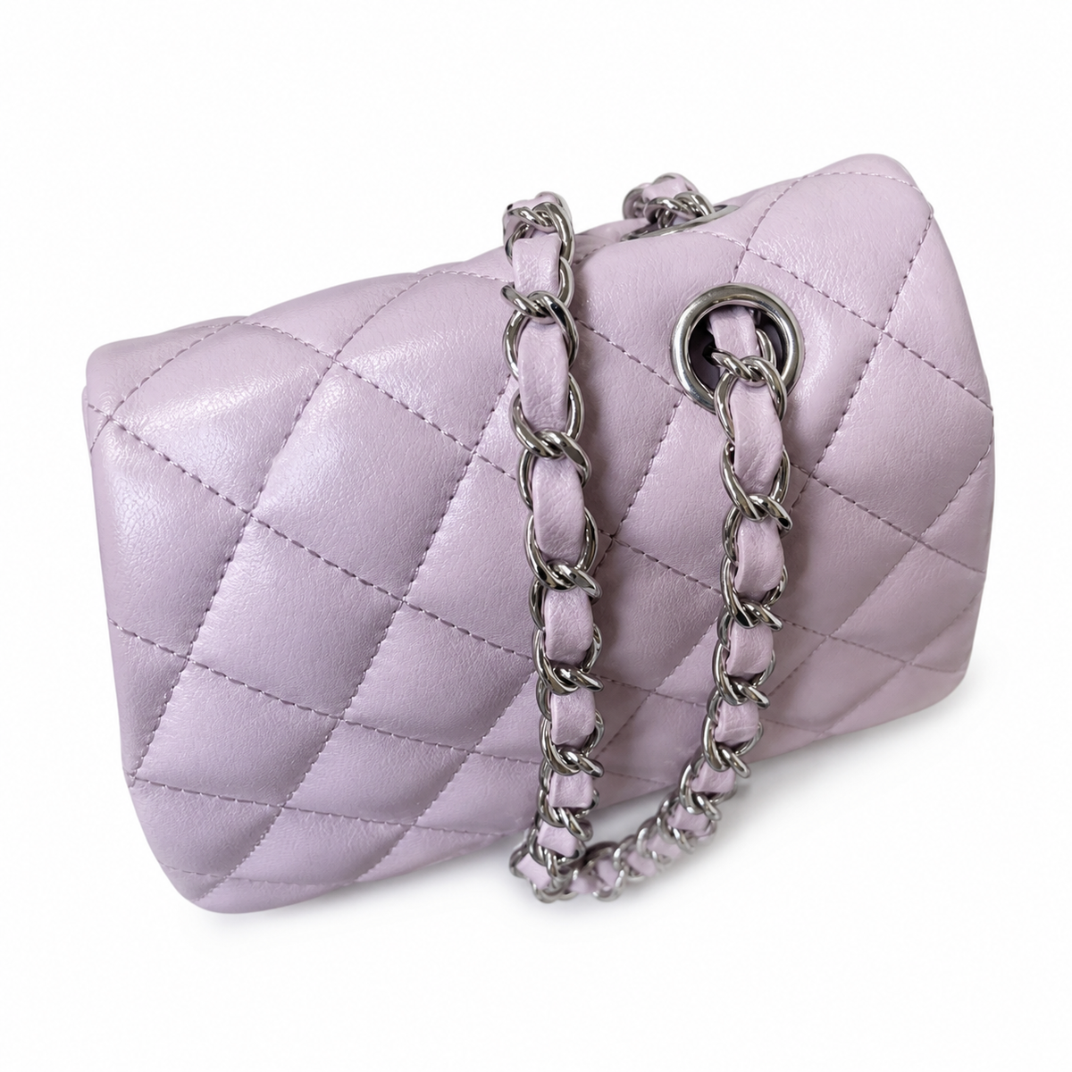 Chanel Classic Double Flap Bag Medium Lavender Quilted Lambskin Silver CC Turn-Lock Chain 25.5cm