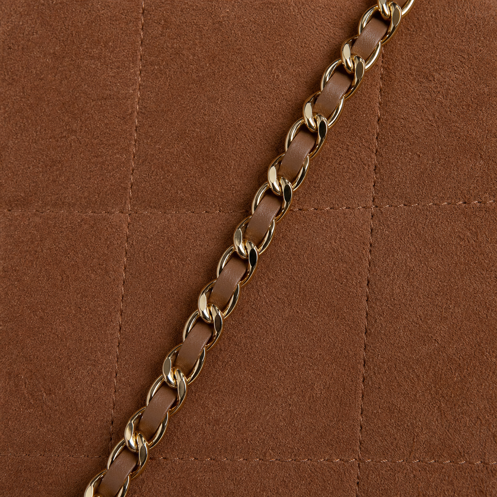 CHANEL Caramel Brown Quilted Suede Classic Flap Bag Dual CC Chain