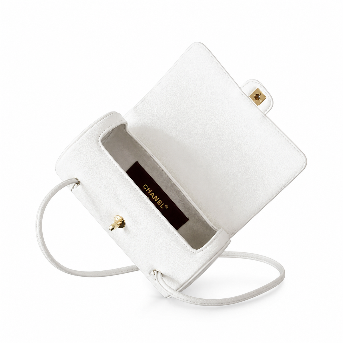 Chanel Vintage Cylinder Barrel Shoulder Bag White Smooth Leather Gold CC Turn-Lock Slim Strap 20.5cm