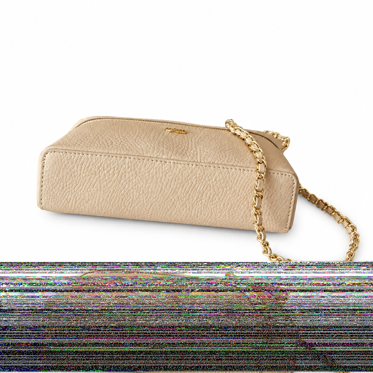 Chanel Cream Pebbled Leather Mini Top Handle Crossbody Bag Gold Chain