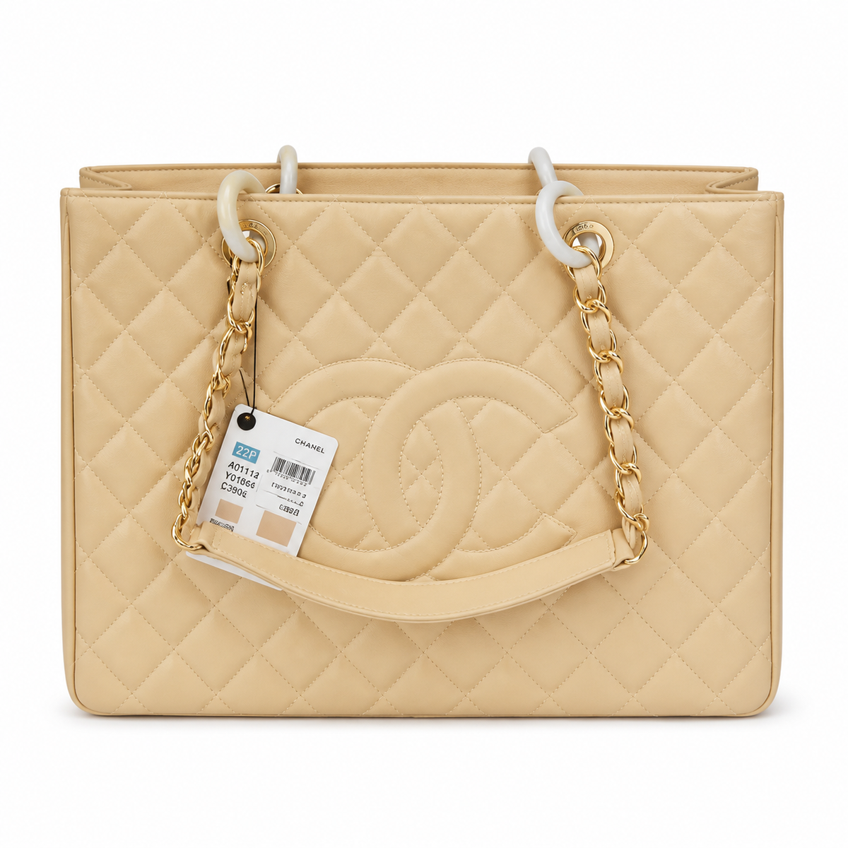 CHANEL Grand Shopping Tote (GST) – Beige Caviar Leather Gold Hardware Shoulder Bag 35×25×13cm