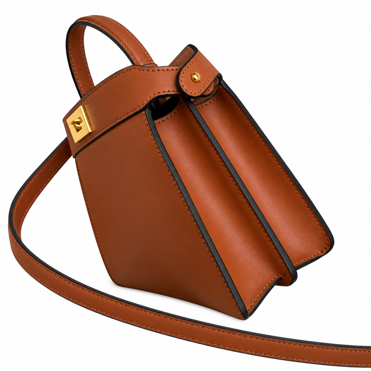 Fendi Origami Mini Bag – Cognac Calfskin Geometric Crossbody